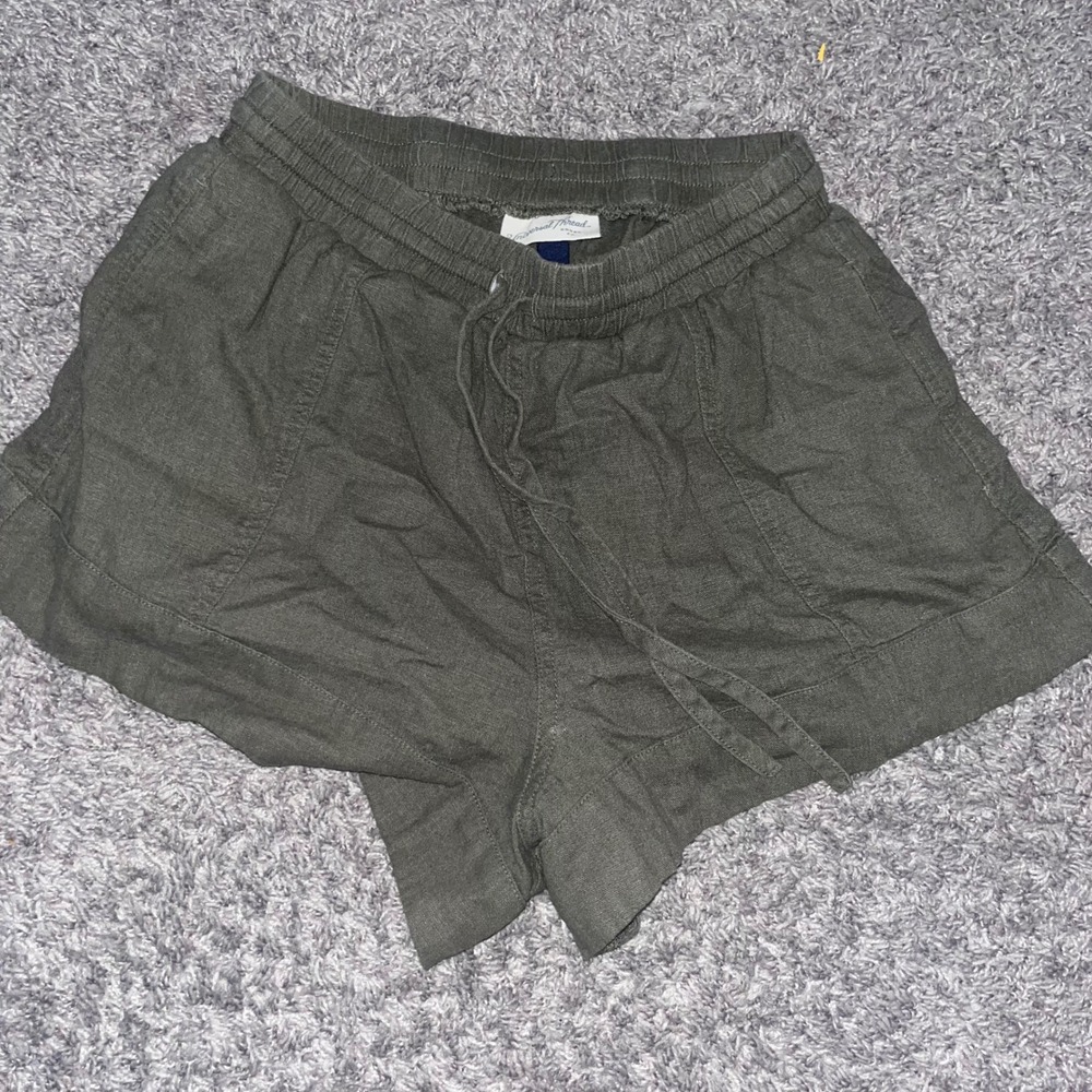 Universal Thread Womens Linen Blend Drawstring Shorts Olive Green XS